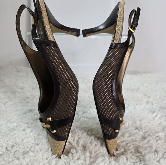 A. Marinelli Slingback Heels, SIZE:9.5, BROWN & TAN - Picture 6 of 16